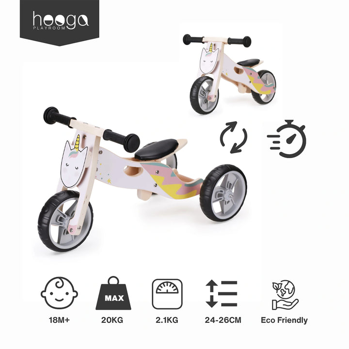 Lightweight wooden frame kids balance bike with easy-to-carry handle for convenient transport.