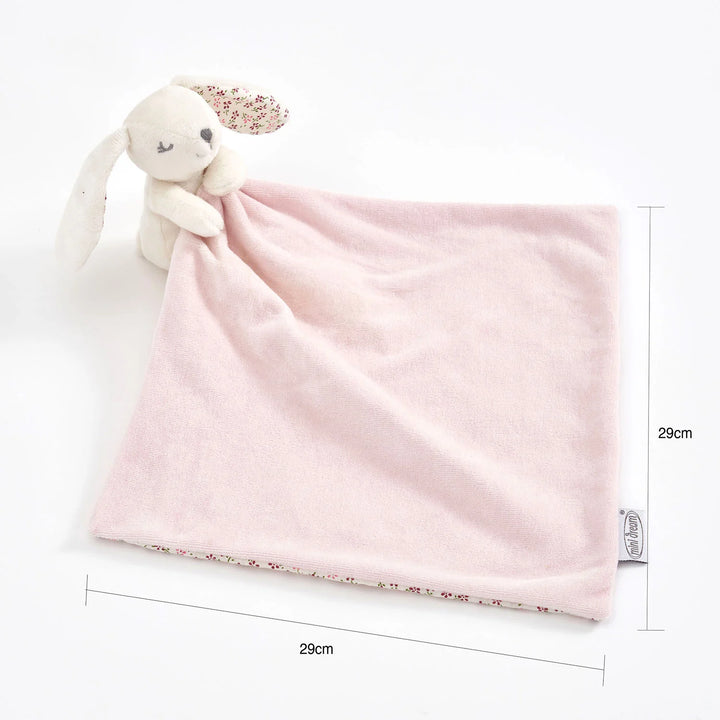 The Minidream bunny comforter pink displays the dimensions of its products clearly.