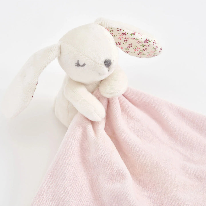 This super soft pink bunny comforter is perfect for newborns.