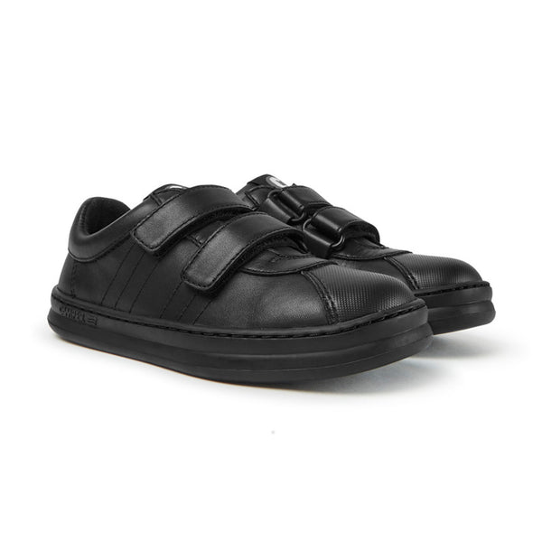 Black leather and textile sneakers