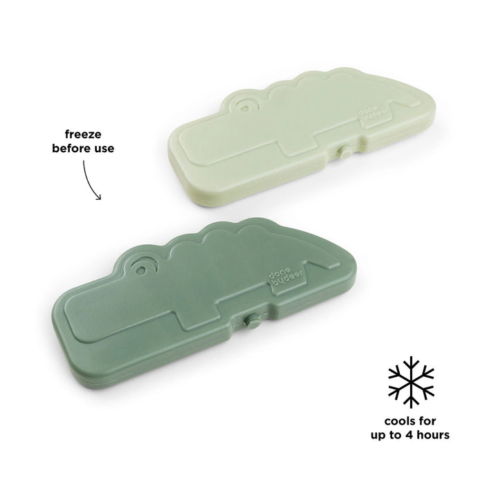 Compact green cooling elements with Croco the crocodile design.