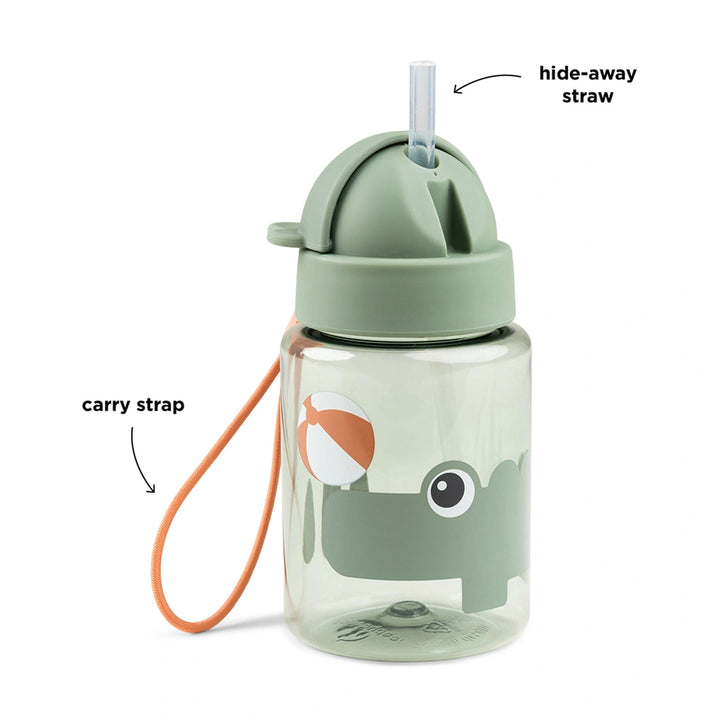 Done by Deer Kids Water Bottle With Straw - Croco Green