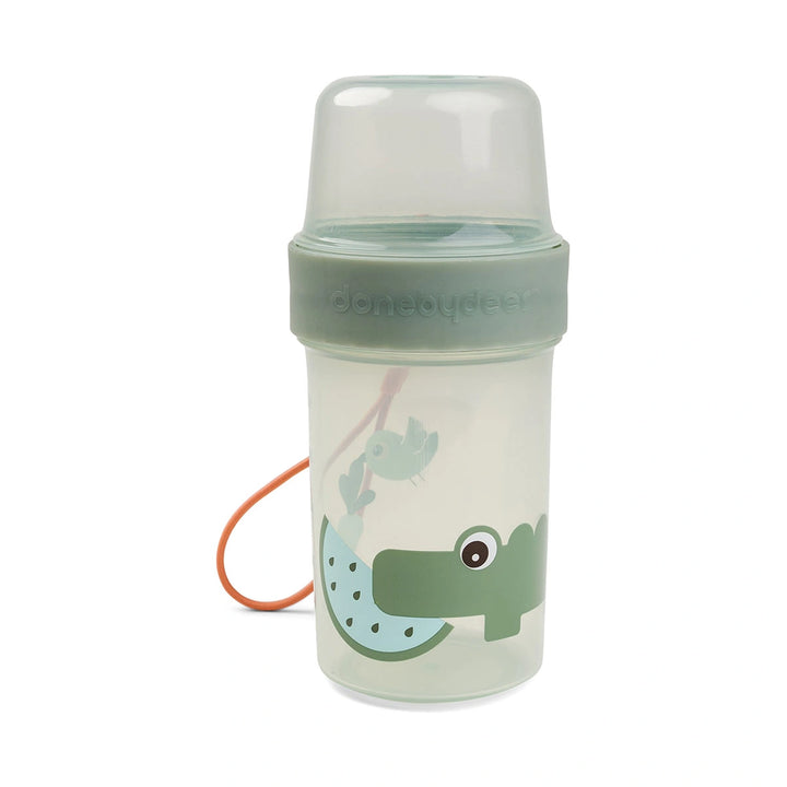 Done by Deer To Go 2 Way Snack Container L - Croco Green