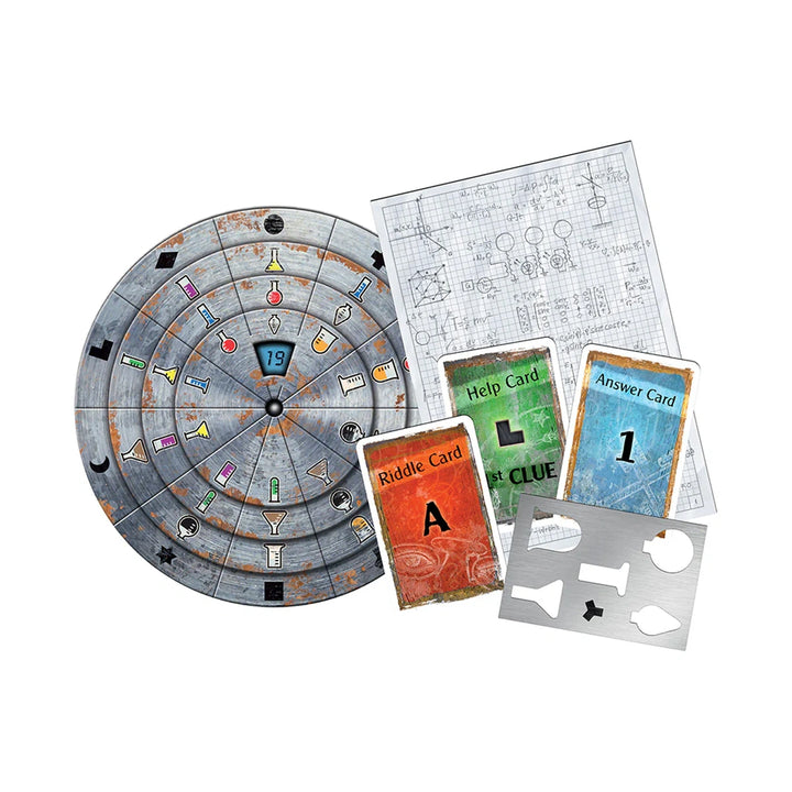 The secret lab puzzle cards and clue system