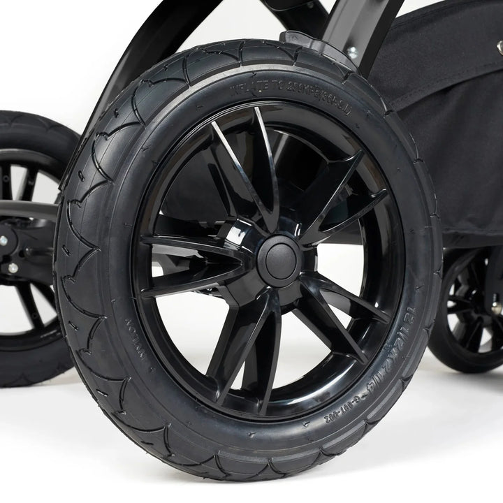 The sturdy wheels handle various surfaces with ease.