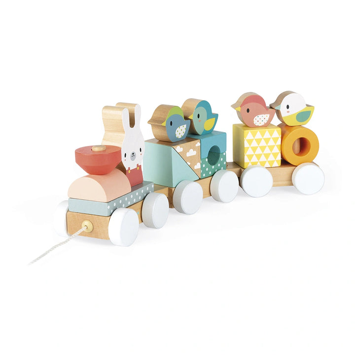 Early-learning wooden train toy for 1+ years.