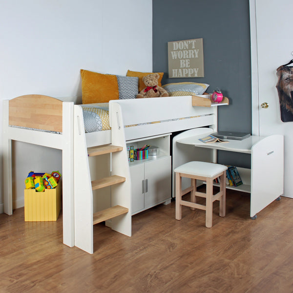 Kids Avenue Urban Birch Mid Sleeper Bed with Desk