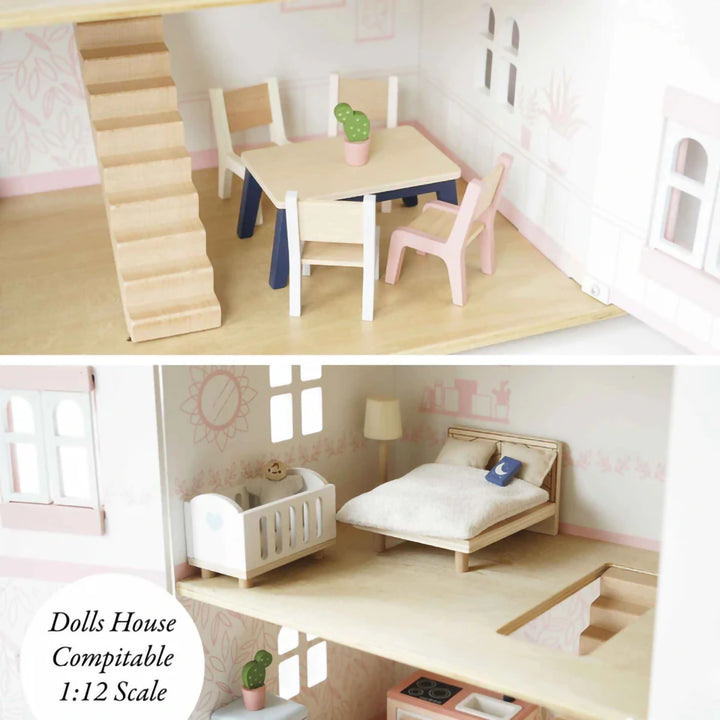 Dining table, chairs and bedroom furniture for doll house