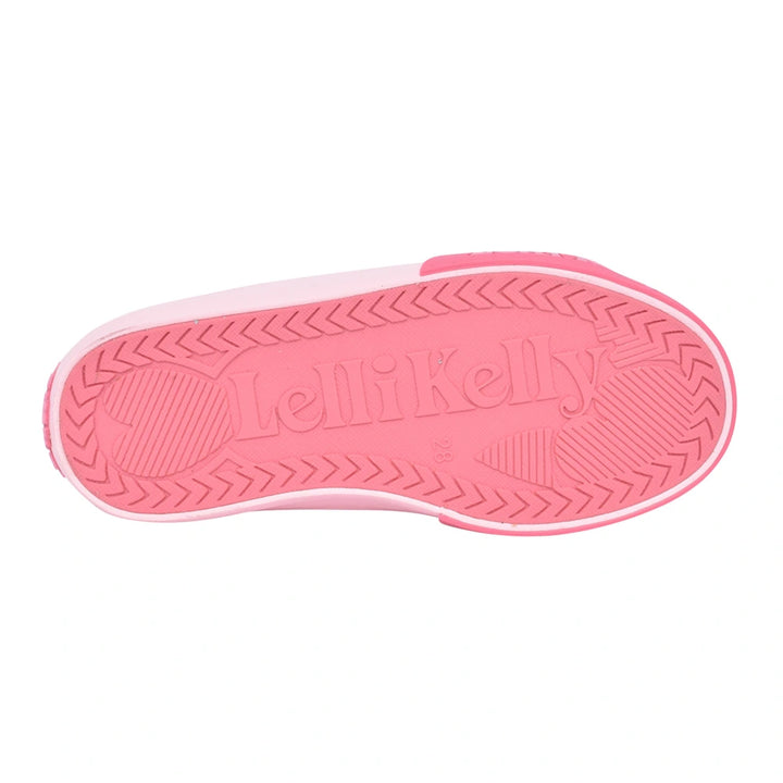 Comfortable Lelli Kelly boots with pink sole and moisture-wicking insoles.