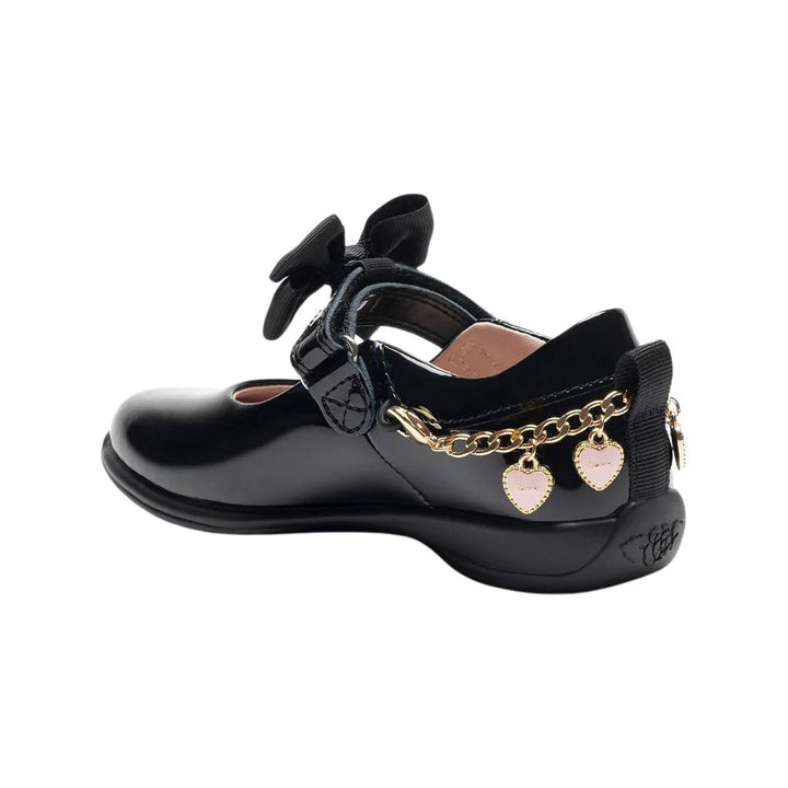 Annie Love Heart girls school shoes with pink leather lining