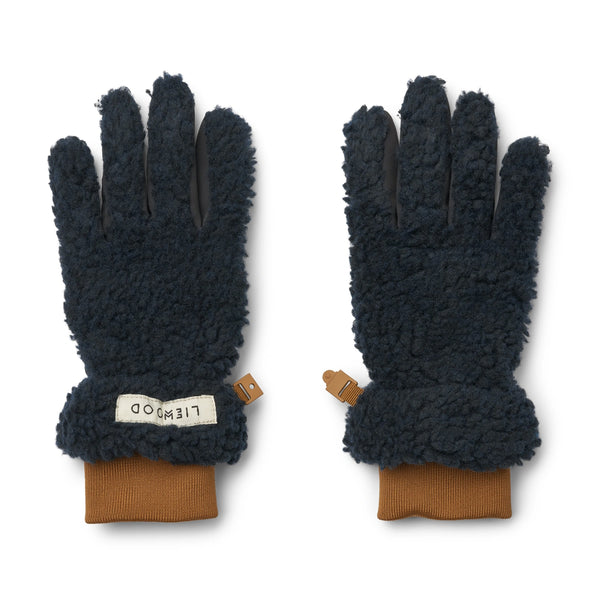 Liewood Demi Pile Gloves - Classic Navy / Golden Caramel