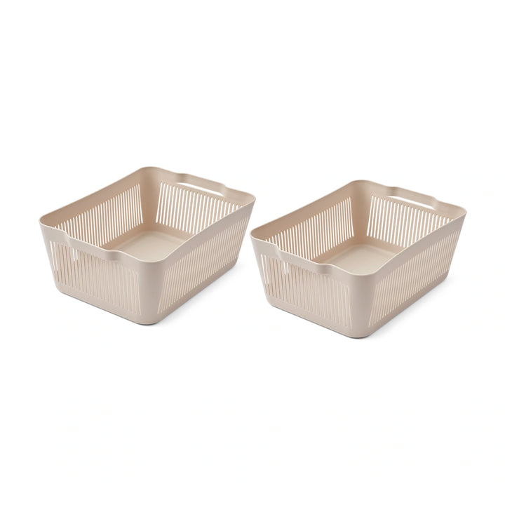 Liewood Makeeva Kids Storage Basket Large 2 Pack - Sandy