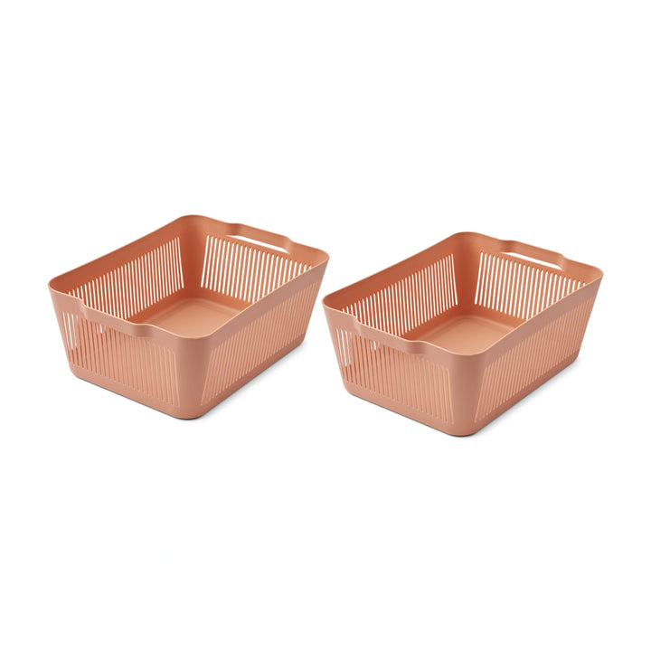 Liewood Makeeva Kids Storage Basket Large 2 Pack Tuscany Rose