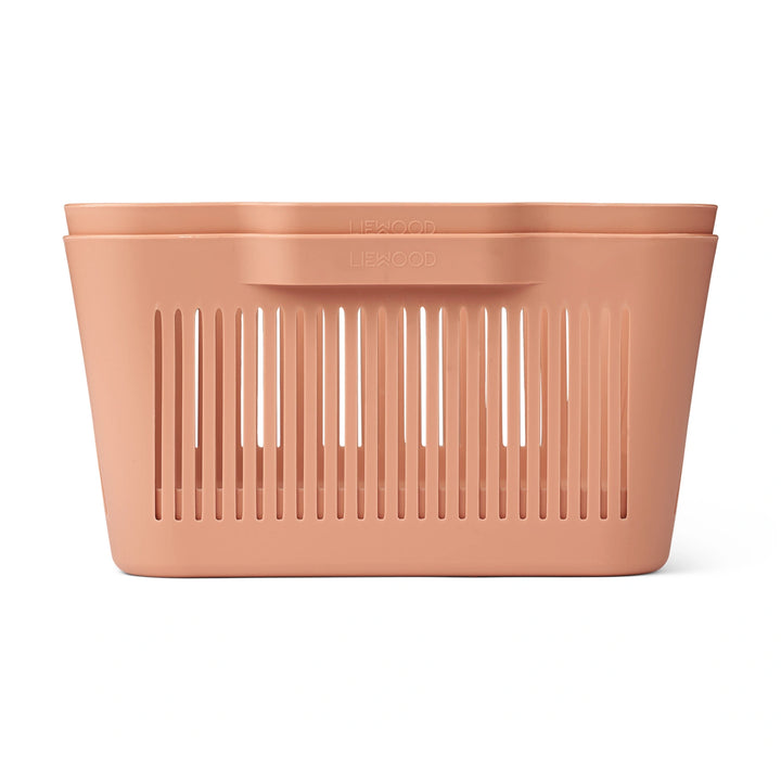 Liewood lightweight perforated storage basket with sturdy handles.