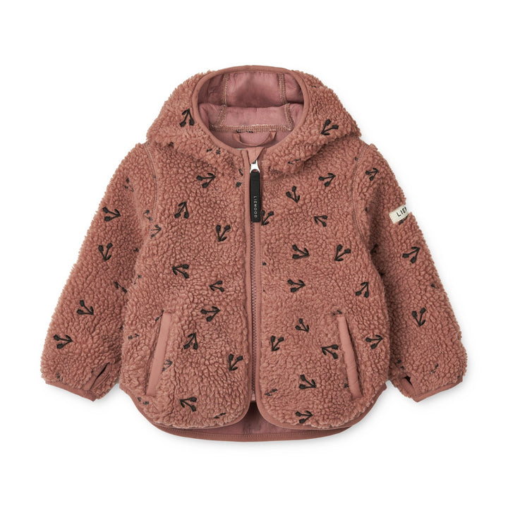 Liewood Mara Pile Kids Jacket With Ears - Cherries / Dark Rosetta 