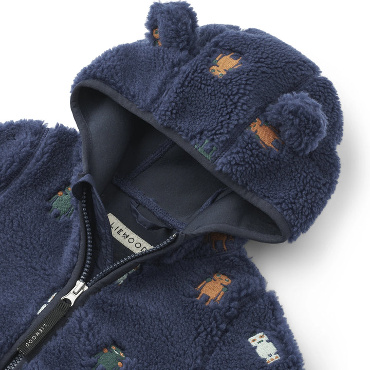 Liewood kids hooded fleece jacket with animal ears.