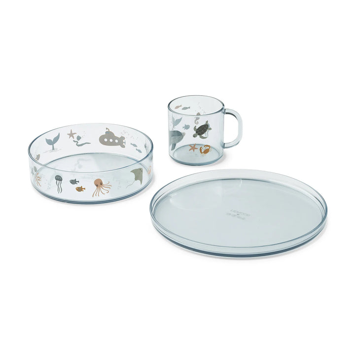 Liewood Tritan Tableware Set Siva Printed - Sea Creature / Sandy