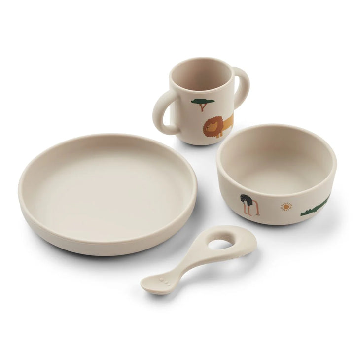 Liewood Silicone Baby Plates Set - Safari Sandy Mix