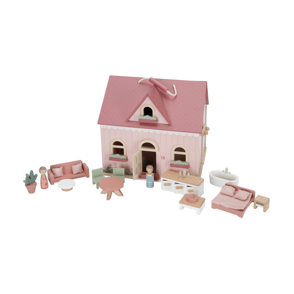 Little Dutch Wooden Portable Dollhouse with Furniture - Pink