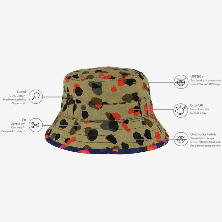  kids leopard bucket hat chin strap