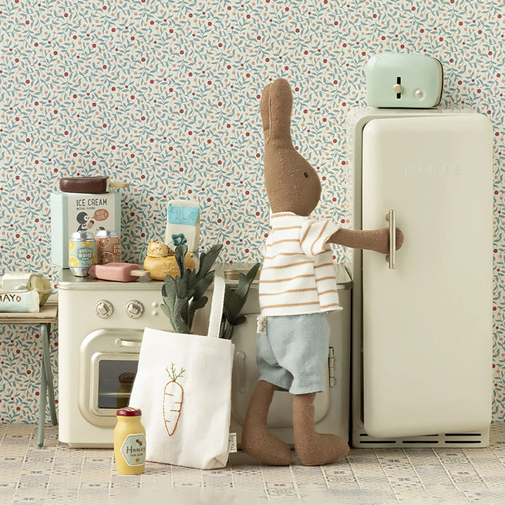 Maileg Miniature Fridge in dollhouse kitchen