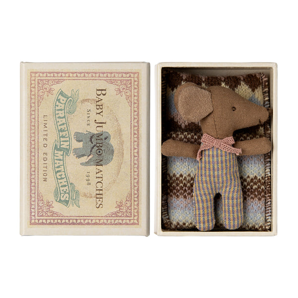 Maileg Sleepy Wakey Baby Mouse in Matchbox - Rose