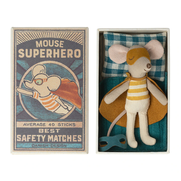 Little brother mouse in matchbox bed