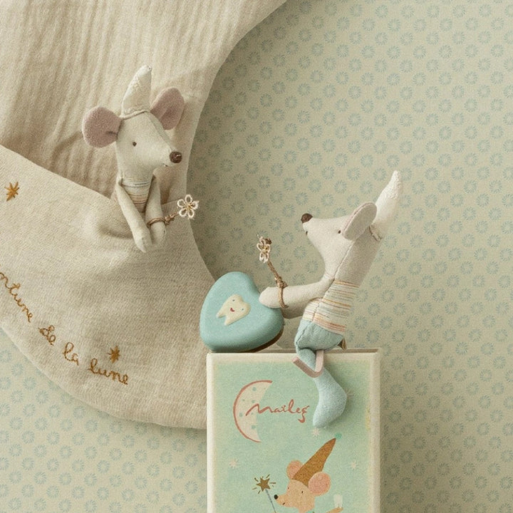 Cute Maileg mouse tooth fairy with matchbox home