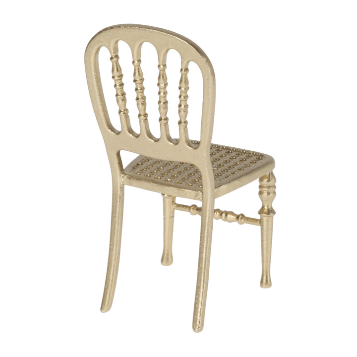 Perfect-sized gold chair with table