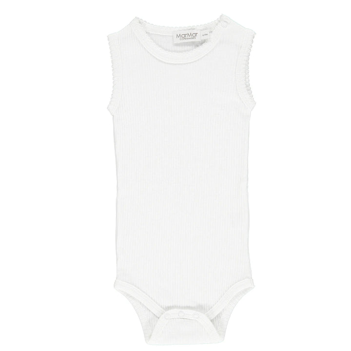 MarMar Sleeveless Baby Bodysuit Organic Cotton - Gentle White