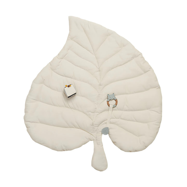 MiniDream Leaf Baby Playmat White, White Leaf Playmat with Sensory Toys, Baby Activity Playmat