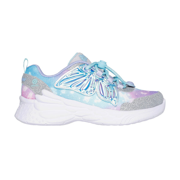 Skechers Girls Light up Trainers - Dream Racer Wing Brites - Silver-Lavender