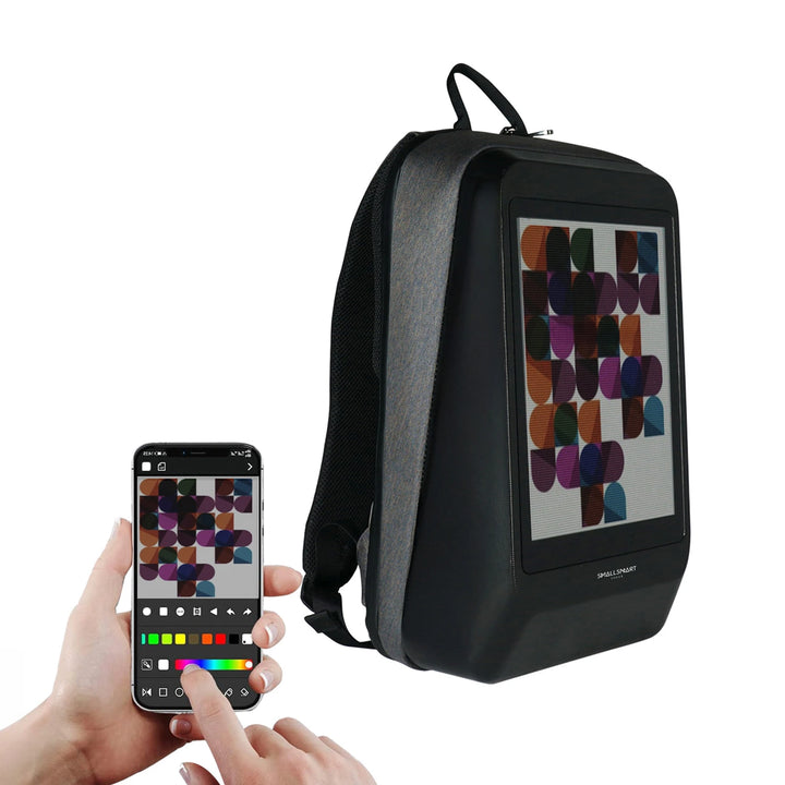 Small Smart Urban Pixel Art Laptop Backpack with LED