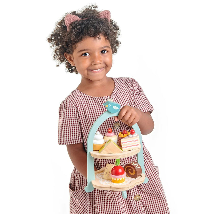 Children playing with Tender Leaf Afternoon Tea Stand.