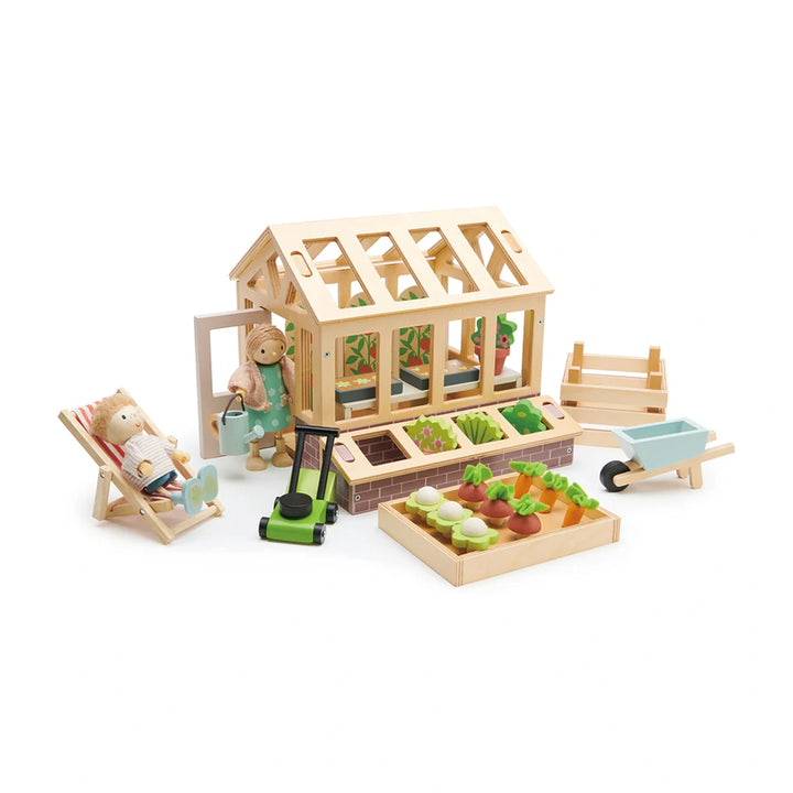 Wooden greenhouse playset by Tender Leaf Toys.