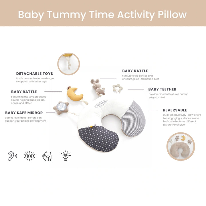 Ergonomic design provides gentle support for baby during tummy time sessions.