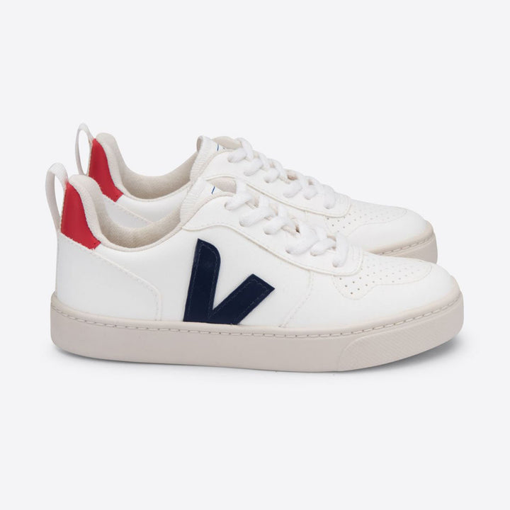 Veja V-10 Kids Lace Trainer - White Cobalt Pekin