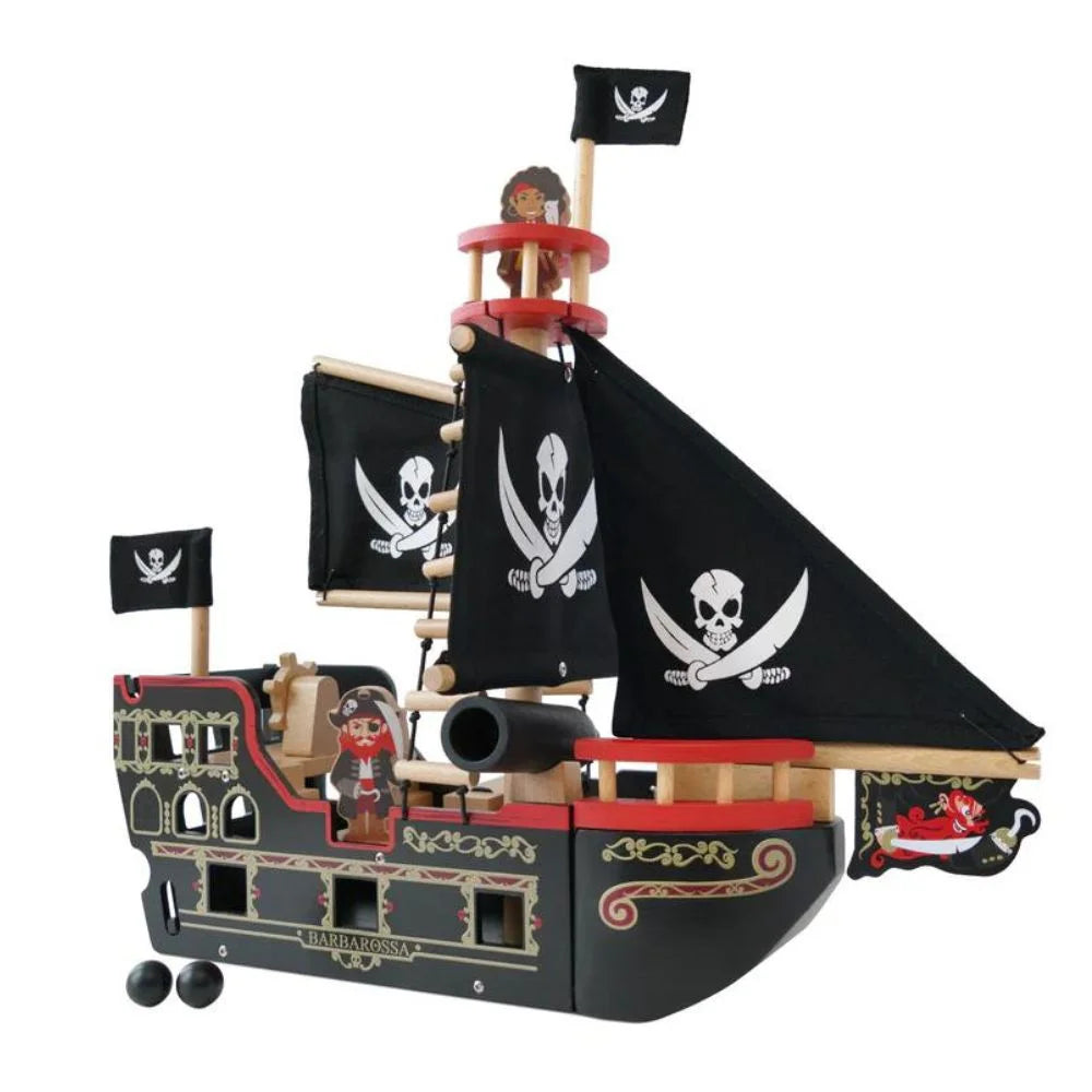 Pirate Ship - Barbarossa Wooden Toy Ship & Figures | Le Toy Van