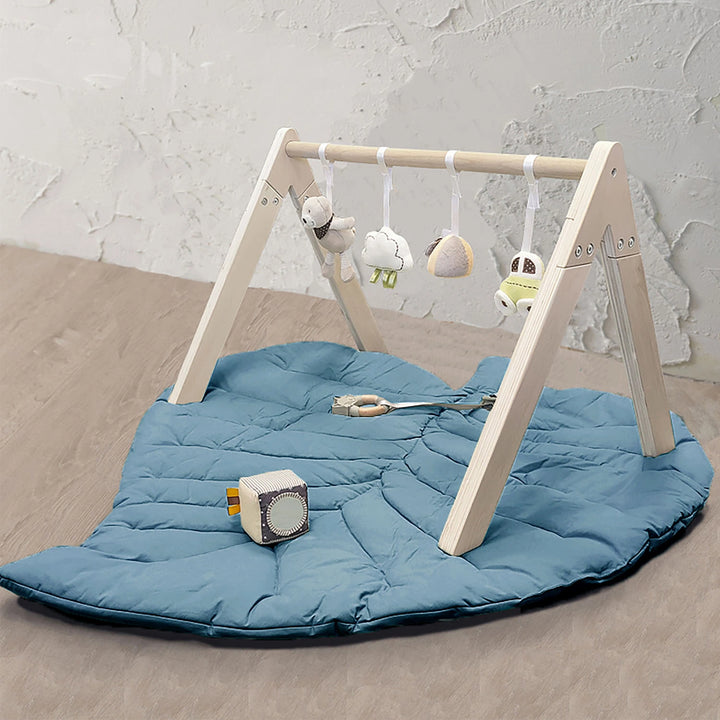 This play gym is ideal for engaging infants with a variety of textures, sounds, and colors.