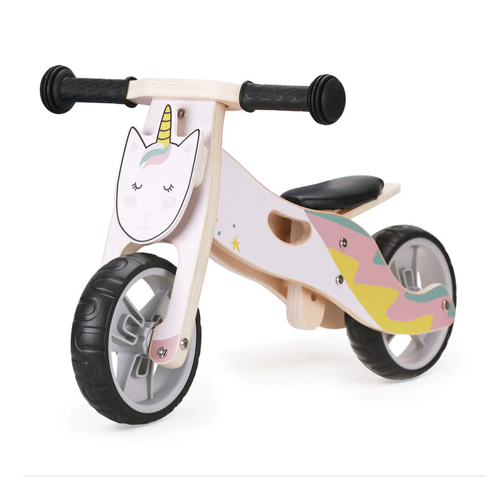 Lightweight unicorn wooden balance bike with carry handle