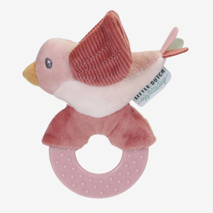 Baby Teething Ring with Rattling Bird Toy