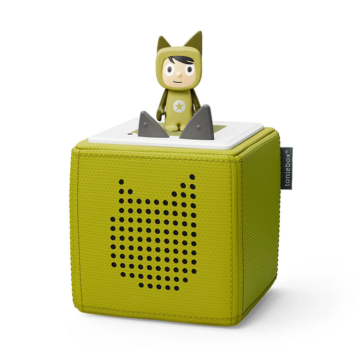 The Green Toniebox audio player features a Creative Tonie figure.