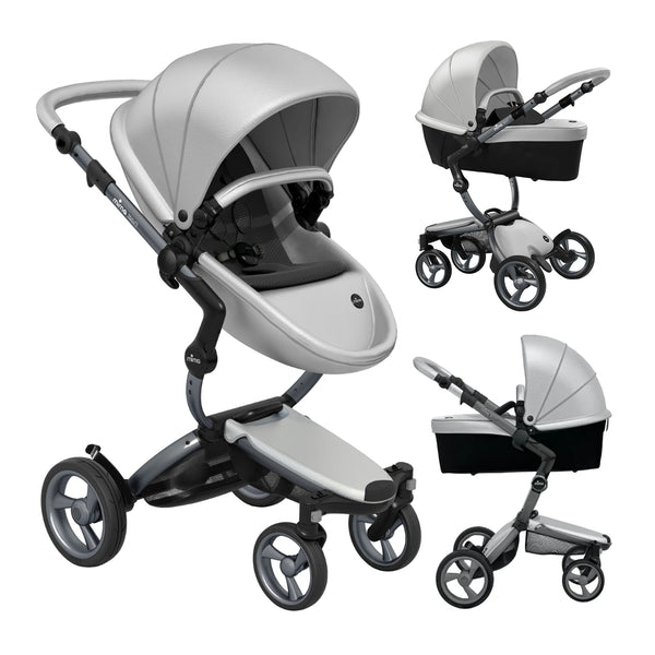 3-in-1 pushchair with sleek grey chassis.