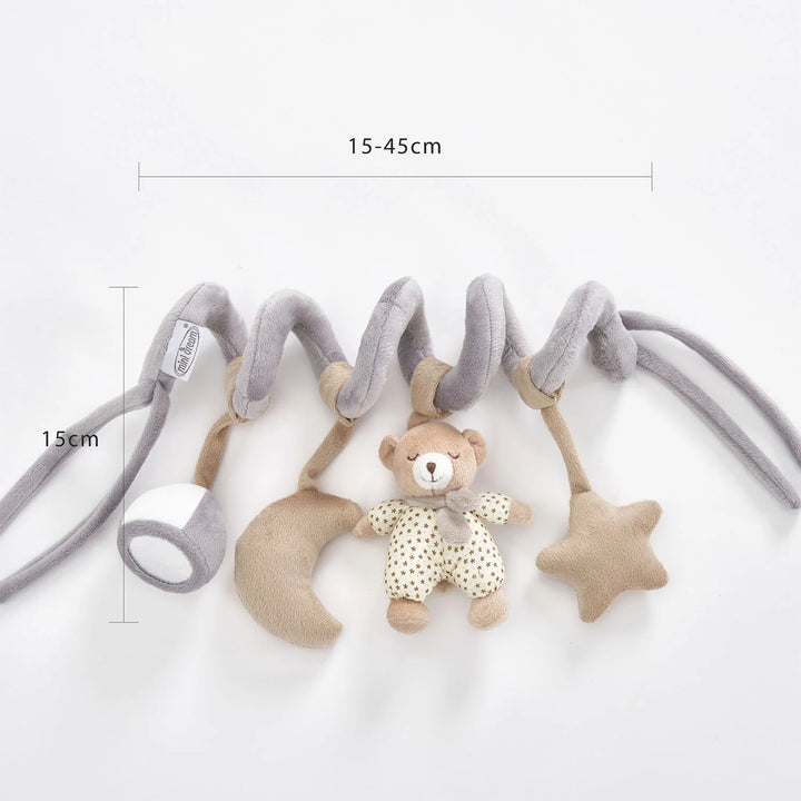 15-45 cm (adjustable length) activity spiral toy measures 15 cm by 5.5 cm.