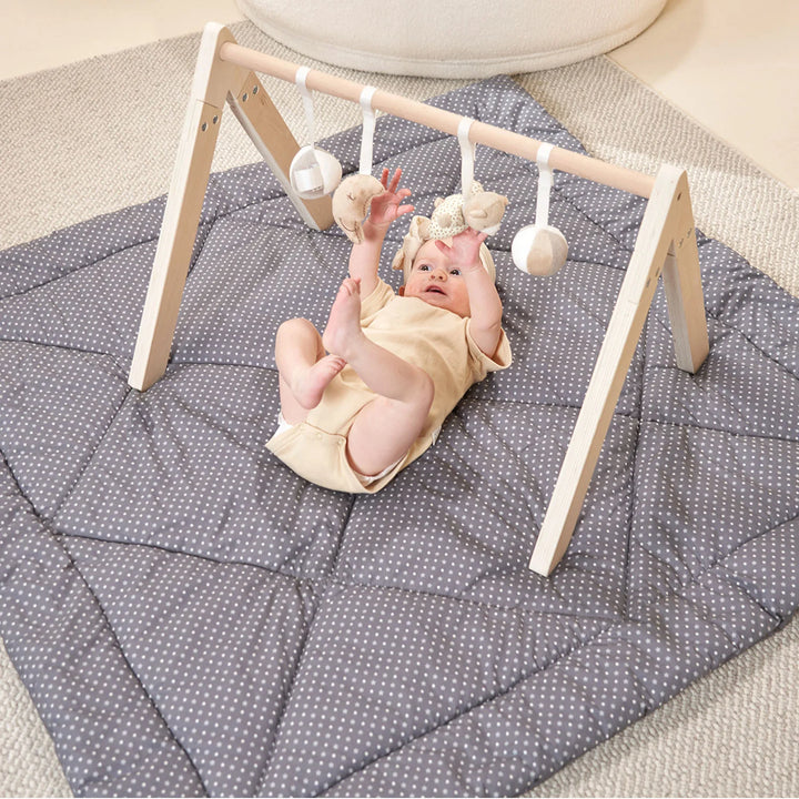 MiniDream Square Baby Playmat + Wooden Play Gym - Moon & Stars