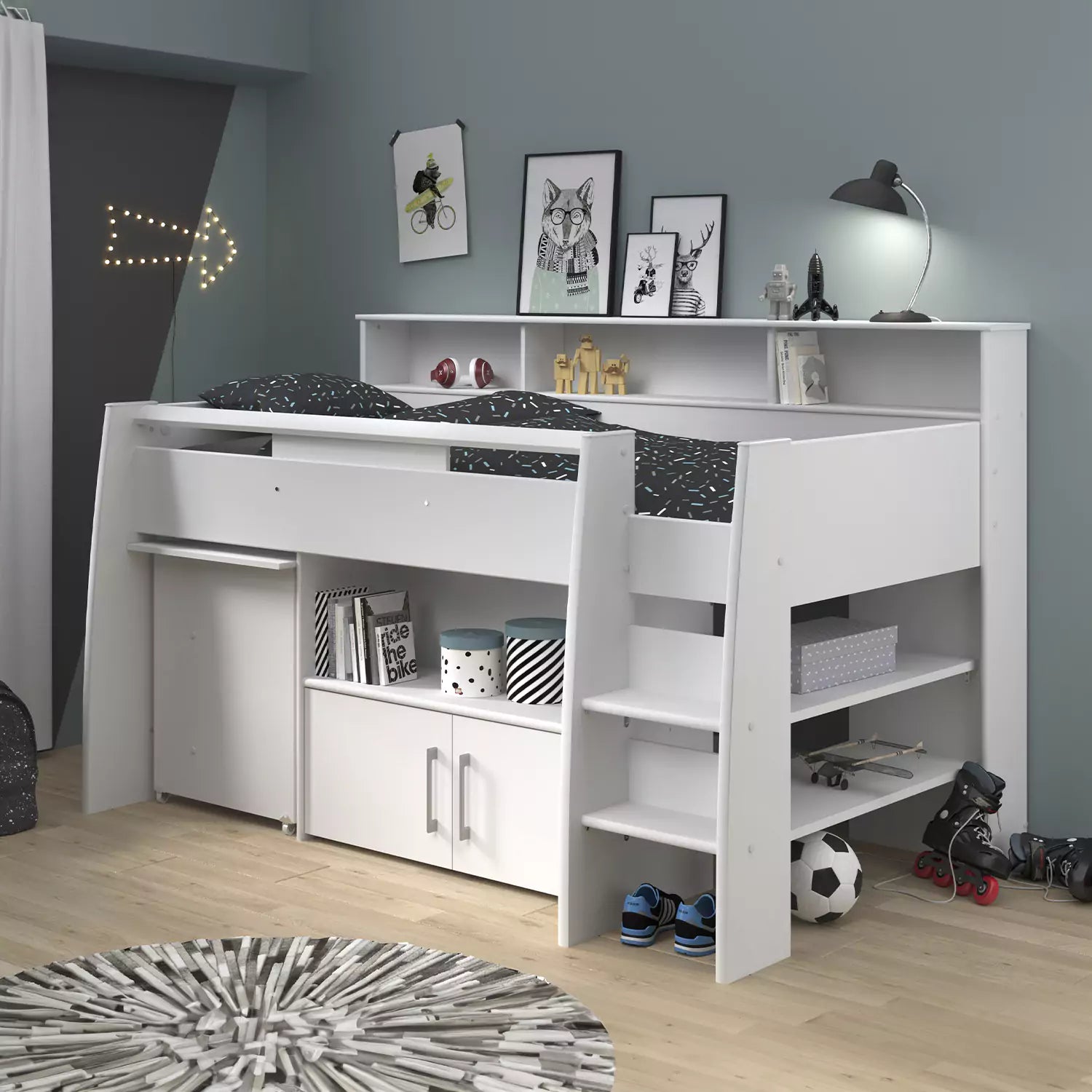 Buy Parisot Swan Mid Sleeper Bed with Desk & Shelves