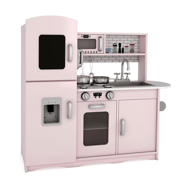 Signature Children's Wooden Play Kitchen in Pink | Inc. 10 Utensils