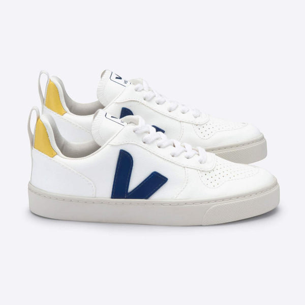 Veja V-10 Kids Lace Trainer - White Cobalt Tonic