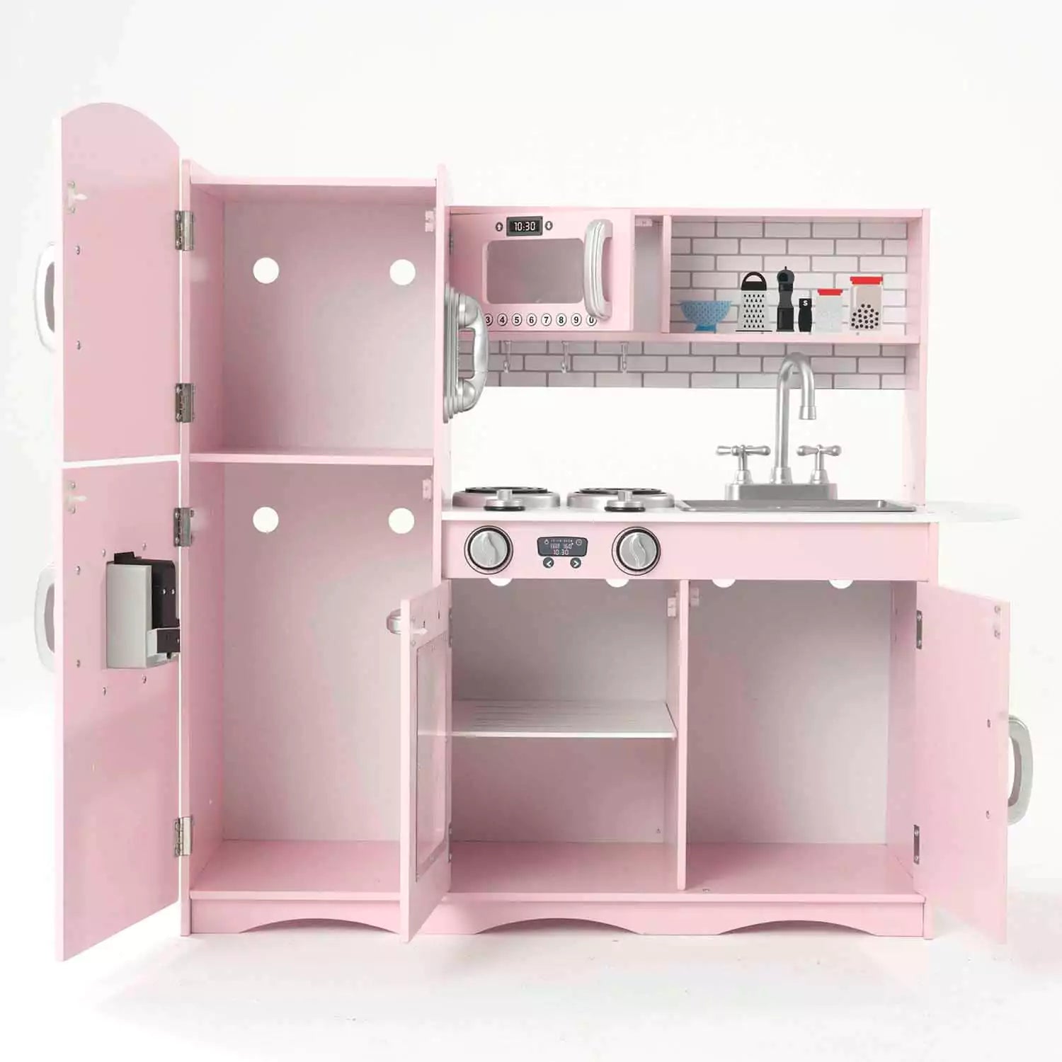 Deluxe Pink Wooden Play Kitchen With 10 Utensils Pink   Deluxe Pink Wooden Play Kitchen With 10 Utensils Pink Toy Kitchen 4.webp